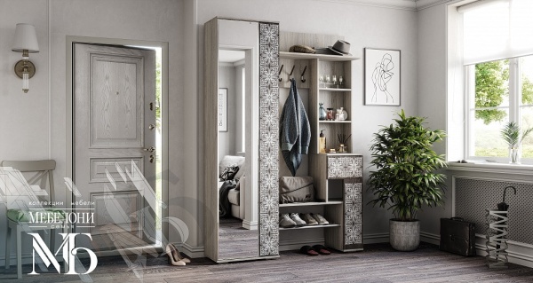 Прихожая Шанель Цвет Ясень Светлый/Темный Ш-1500 х В-2176 х Г-372 мм