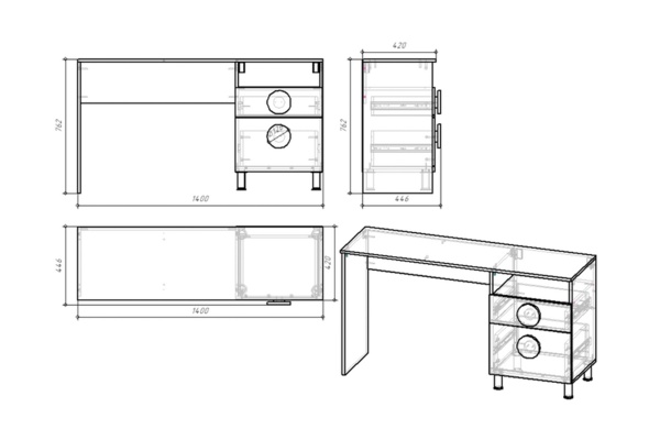 Письменный стол Кубо белый / грин грей софт
