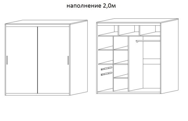 Шкаф-Купе Барселона №206 Разные Цвета (Д-1500/1700/2000 х  В-2200 х Г-600 мм)
