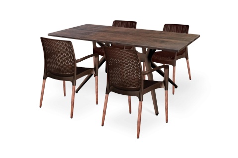 Обеденная группа SHT-DS163 палисандр / коричневый / темный орех