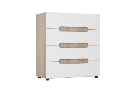 Комод Палермо МДФ Ясень Шимо Светлый/ фасад Белый Глянец (Ш-900 х Г-430 x В-1110 мм)