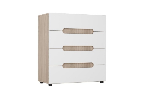 Комод Палермо МДФ Ясень Шимо Светлый/ фасад Белый Глянец (Ш-900 х Г-430 x В-1110 мм)